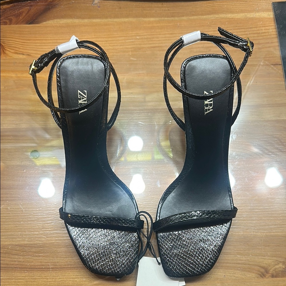 Zara Black and Silver Women's Sandals
